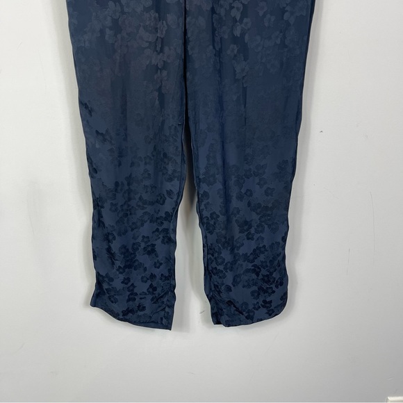 Theory Slim Pull On Pant in Viscose Jacquard Floral Navy Blue Ankle Trousers 6 - Picture 8 of 15